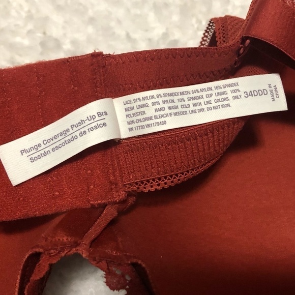 🆕 Auden lace multi way plunge push up bra 34DDD rust Orange adjustable - Picture 6 of 9